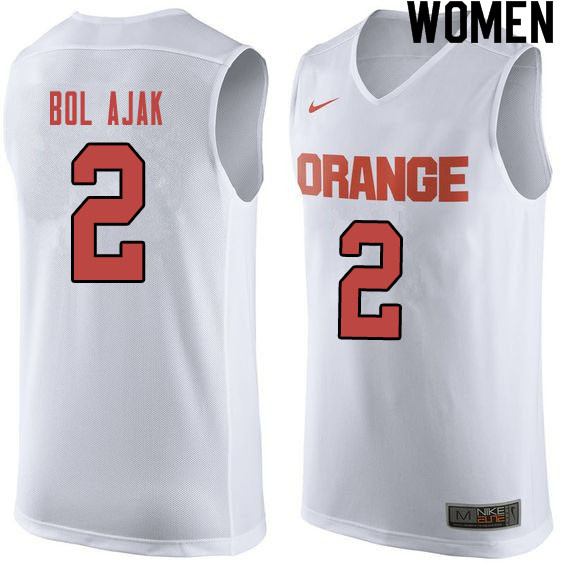 Women #2 John Bol Ajak Syracuse White College Basketball Jerseys Sale-Orange